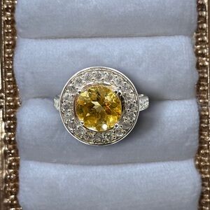 Estate Natural Citrine and Spinel Sterling Silver Ring Size 8